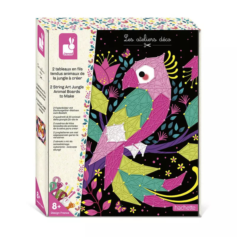 A box with a picture of Janod 2 String Art Jungle Animal to Make on it.
