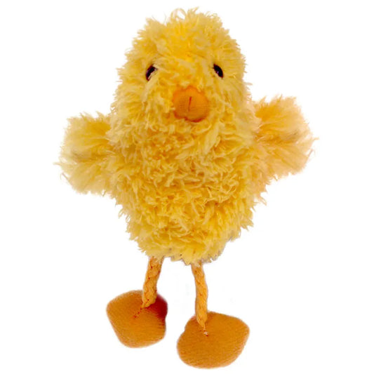 The Puppet Company Chick Finger Puppet is an adorable plush toy with a fuzzy texture, small orange beak, and feet. Its outstretched wings and dark eyes make it ideal for creative play and storytelling adventures.