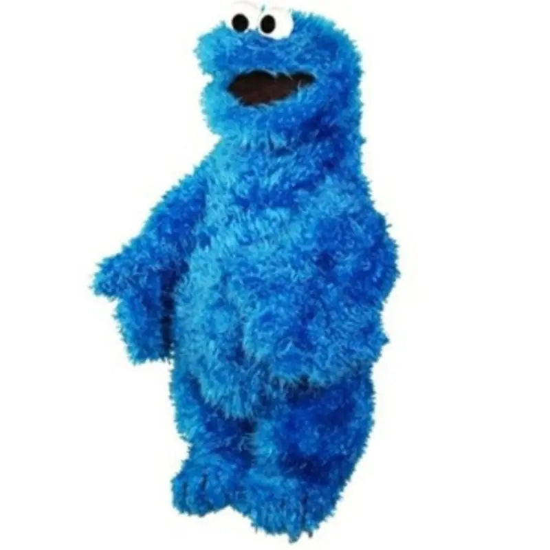 The Living Puppets Cookie Monster 45cm Hand Puppet features a furry blue Sesame Street character with large googly eyes and a wide, movable mouth, standing upright against a white background.