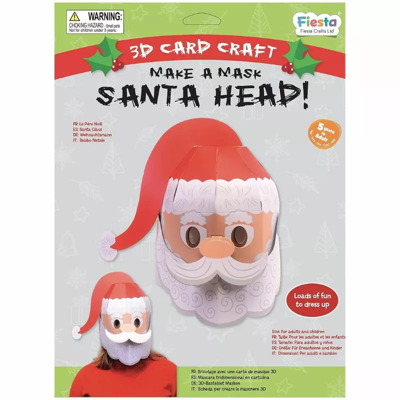 Fiesta Crafts 3D Mask Santa craft kit to make a Santa head for dressing up and arts & crafts.