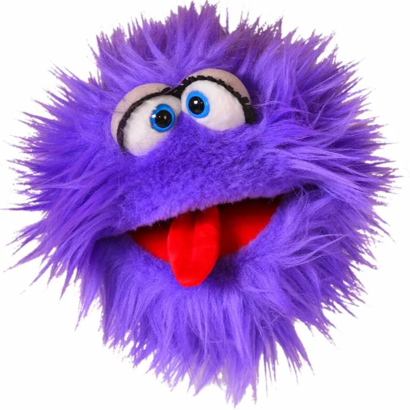 A playful hand puppet with a tongue sticking out, perfect for kids' puppet shows.