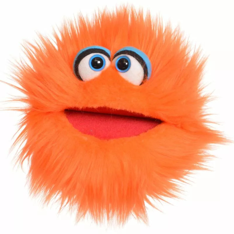 A blue-eyed Living Puppets Klops Hand Puppet for kids' puppet shows.