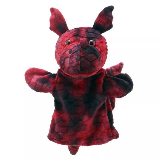 The kids' puppet show features a red dragon puppet against a white background.