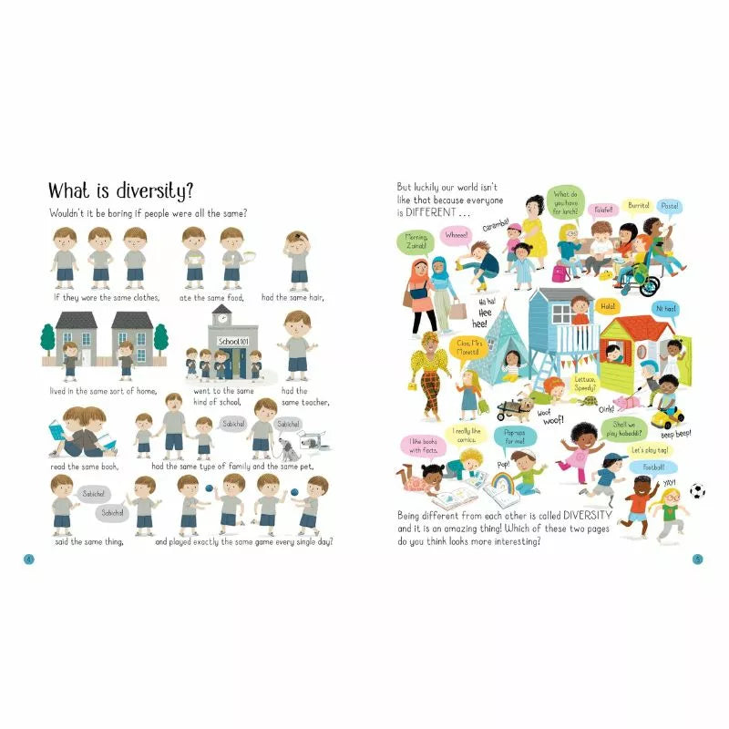 Kids engage with Usborne All About Diversity through puppet shows.