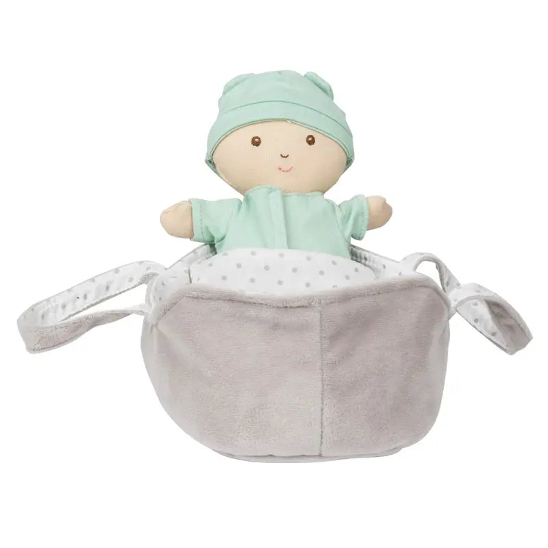 Wilberry Baby Doll in Green Outfit (with Basket & Blanket)
