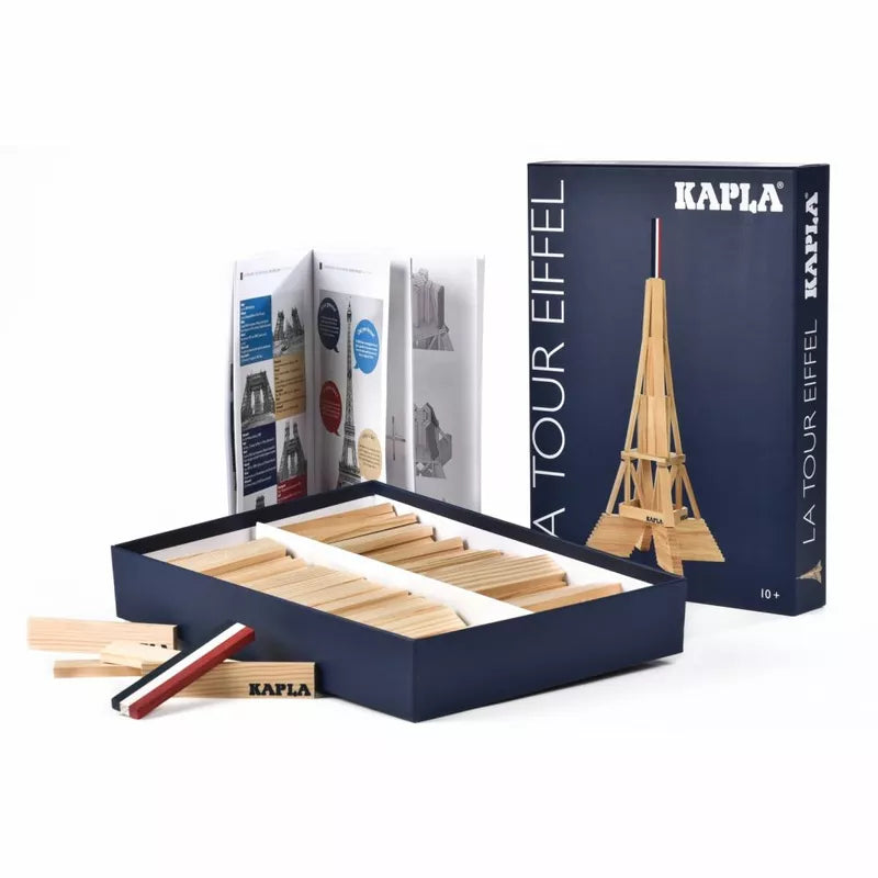 The KAPLA® Construction Eiffel Tower set, with 105 planks and an instruction booklet, allows fans to build the iconic landmark. The box's iconic imagery makes it ideal for those enchanted by this architectural marvel.
