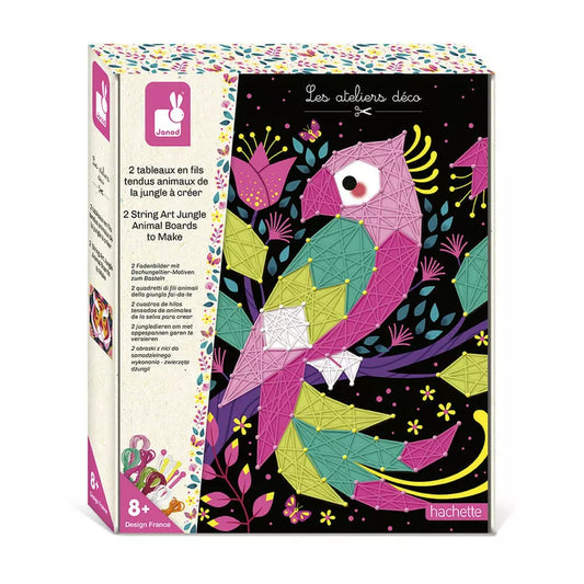A box with a picture of Janod 2 String Art Jungle Animal to Make on it.