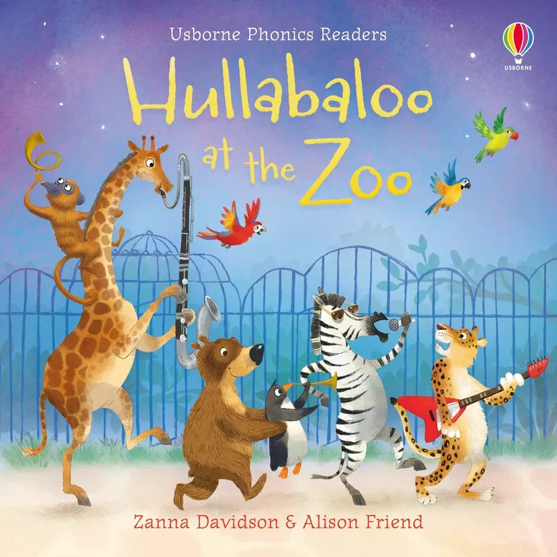 Usborne Phonics Readers: Hullabaloo at the Zoo featuring a puppet show for kids.
