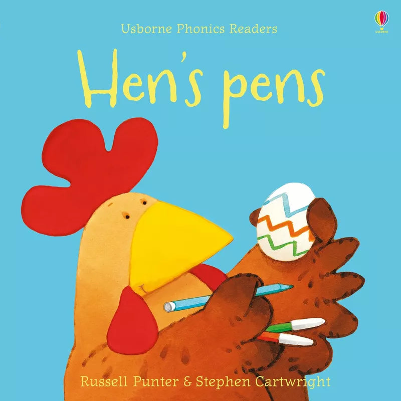 Usborne Phonics Readers: Hen's Pens is a captivating book for kids featuring puppets.
