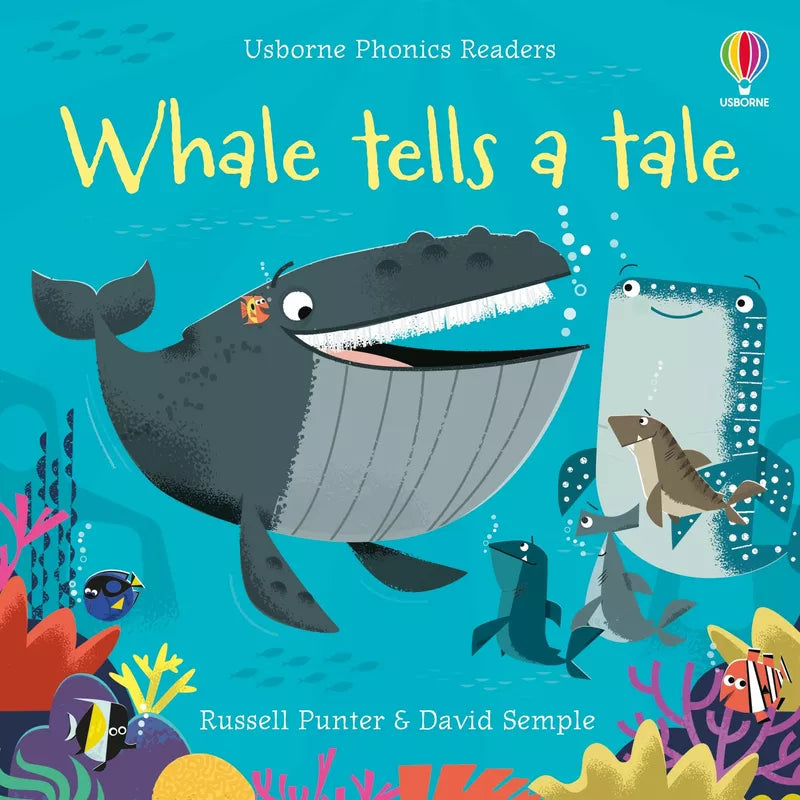 Usborne Phonics Readers: Whale, a puppet, tells a tale in a kids' puppet show.