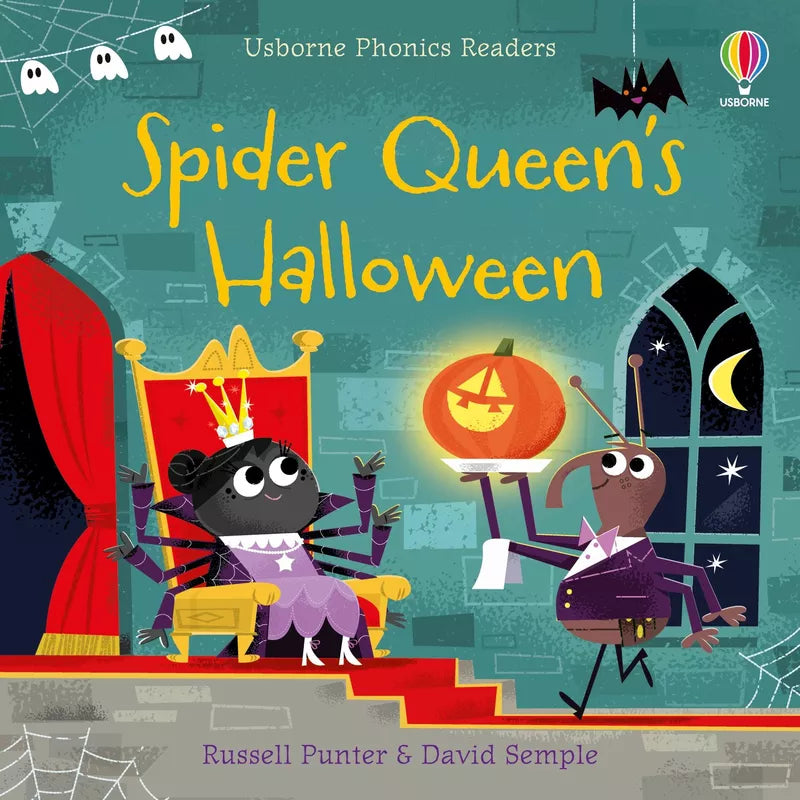 Usborne Phonics Readers combine puppetry and captivating storytelling to entertain kids with Spider Queen's Halloween.