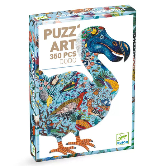 A Djeco Puzz’Art Dodo 350 pcs puzzle box with a blue bird on it.