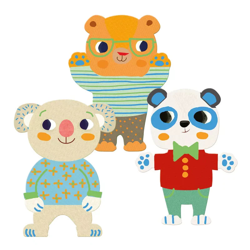 A couple of animals that are standing next to each other with Djeco Colouring The cuties by Djeco.