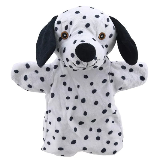 An ECO Puppet Buddies Dalmatian Hand Puppet bringing storytelling fun on a white background.