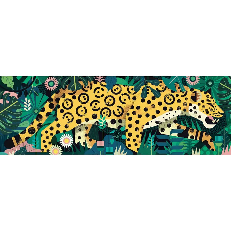 A Djeco Gallery Puzzle Leopard 1000 pcs of a leopard in the jungle.