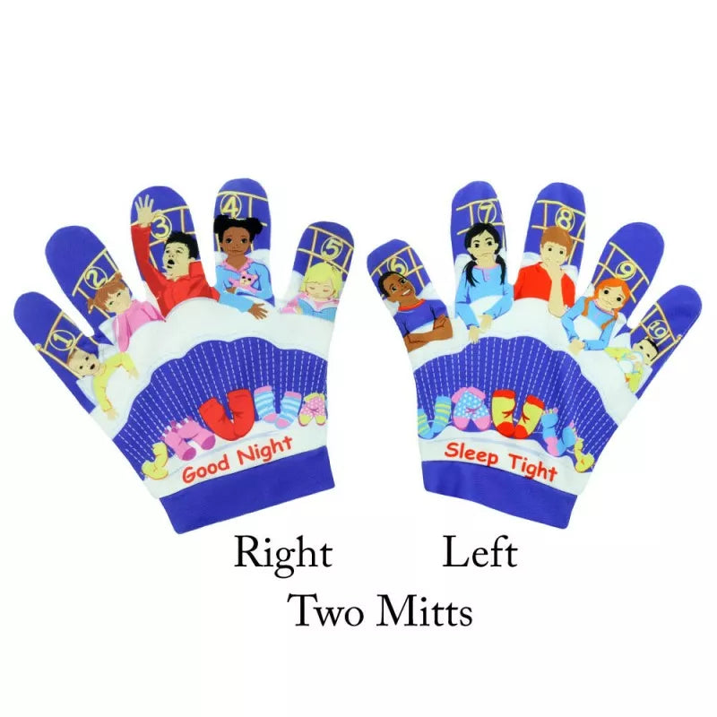 A kids' puppet show featuring The Puppet Company Song Mitt Ten in a Bed using two puppet mitts.