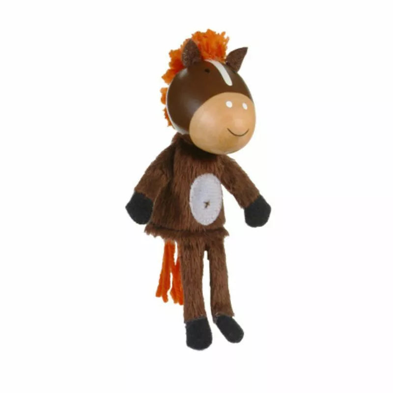 A Kids' Puppet Show featuring a Fiesta Crafts Horse Finger Puppet wearing an orange hat.