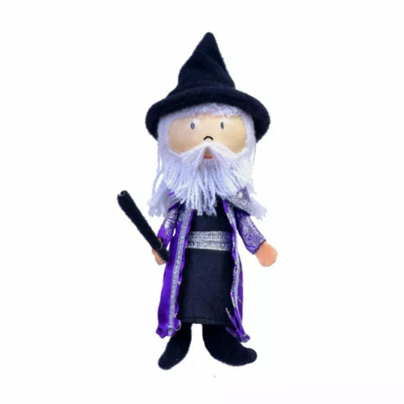 A puppet show essential, this kids' finger puppet features a Fiesta Crafts Wizard in a purple robe, complete with a wand.