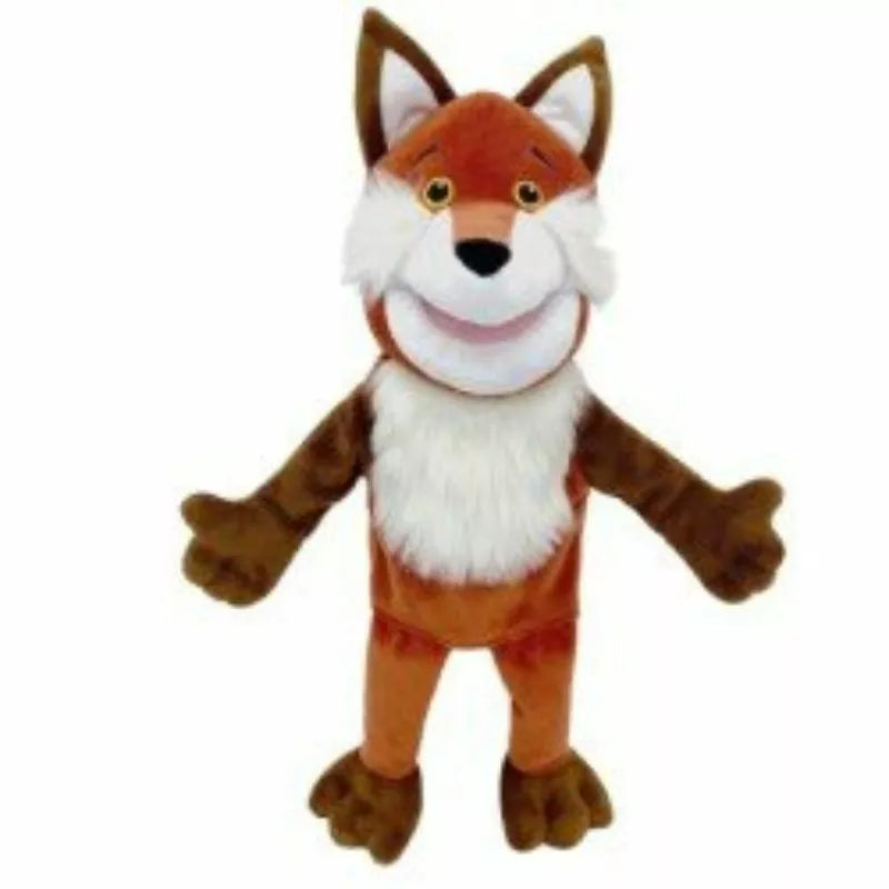 A Fiesta Crafts Fox Hand Puppet is standing on a white background.