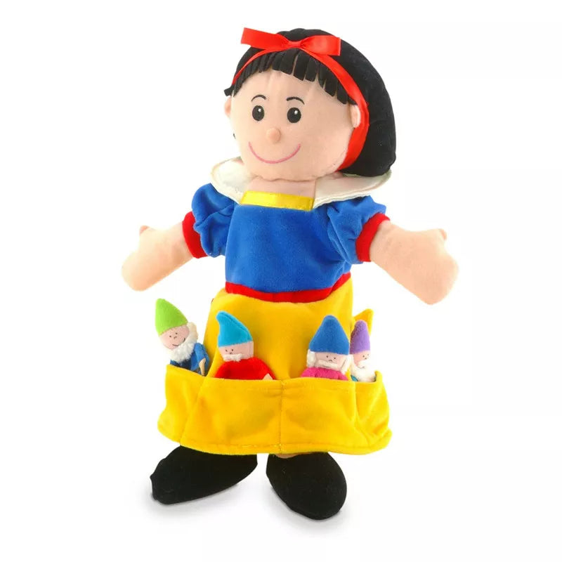 Plush doll for kids featuring a Snow White puppet for puppet shows.