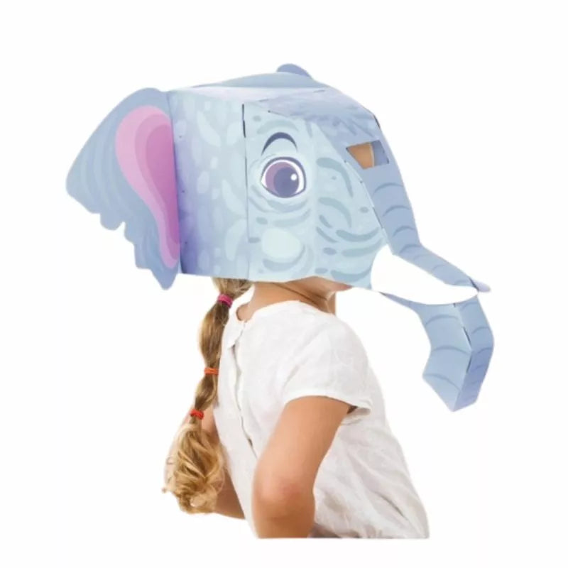 A kid wearing an Elephant 3D Mask.