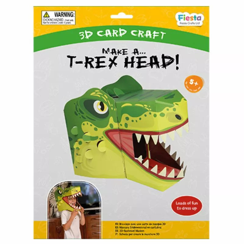 T-Rex 3D Mask craft for kids to create a puppet show with a t-rex head.