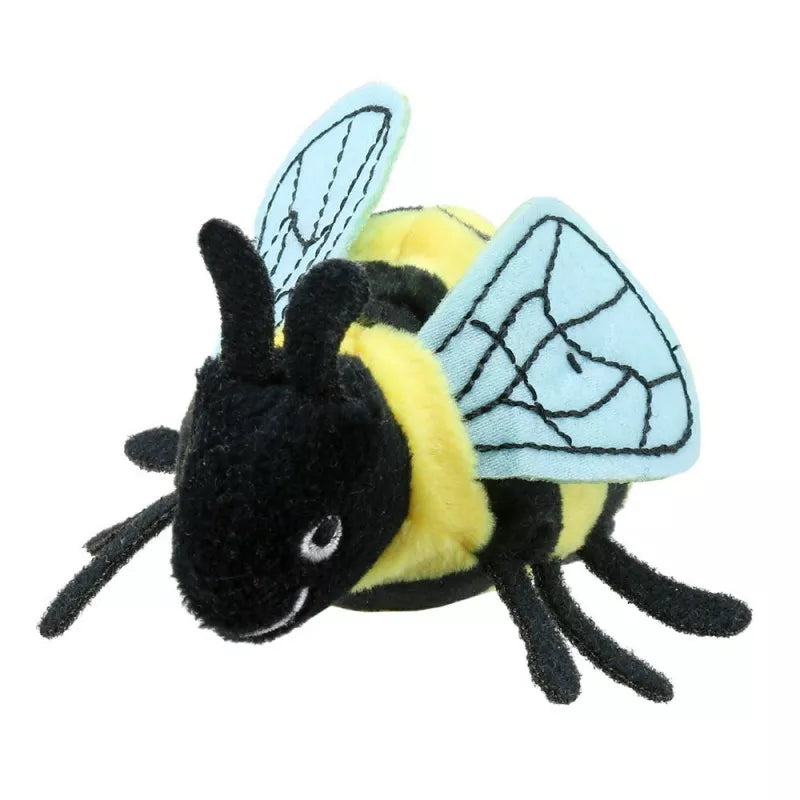 A yellow and black The Puppet Company Bumble Bee Finger Puppet stuffed toy perfect for kids' puppet shows.