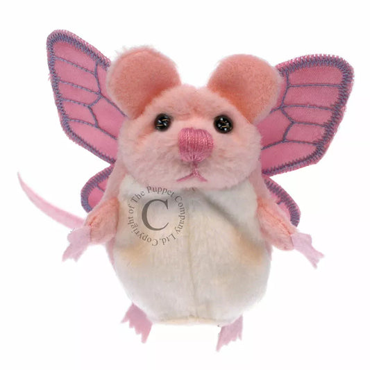 The Puppet Company Pink Mouse Finger Puppet with pink wings.