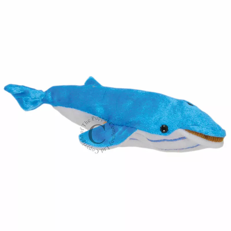 Blue Whale Finger Puppet for kids in a puppet show.