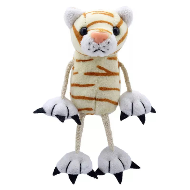 A kids' "The Puppet Company Cat Finger Puppet" with claws on its feet for puppet shows.