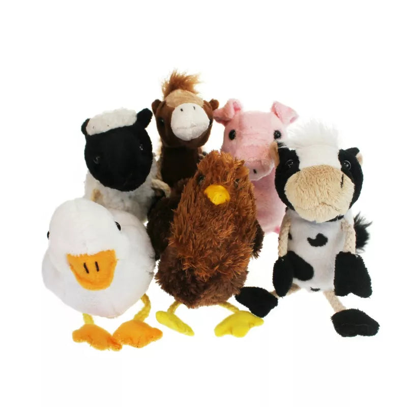 The puppet company showcases their farm finger puppets during an entertaining kids' puppet show.