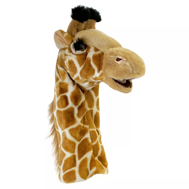 The Puppet Company Long Sleeved Puppet Giraffe shaped like a giraffe head on a white background.
