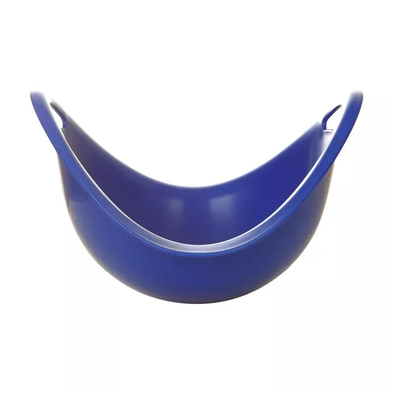 A Spinner Blue plastic mixing bowl isolated on a white background.