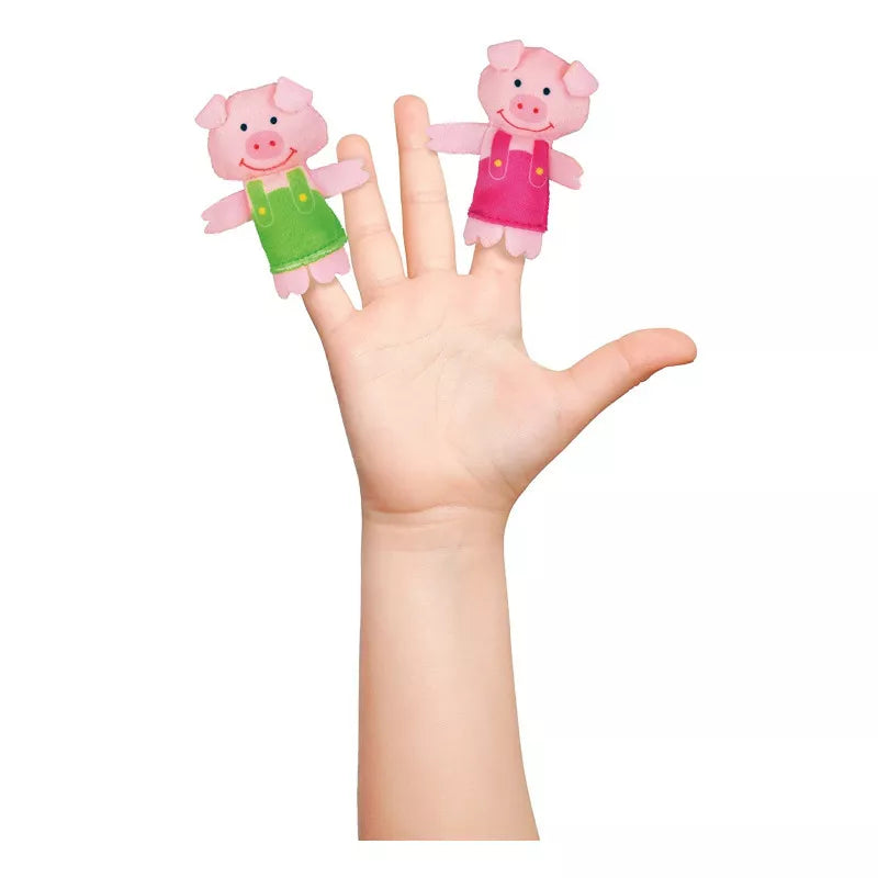 Two kids' puppet sets featuring the Big Bad Wolf and 3 Little Pigs in a puppet show.