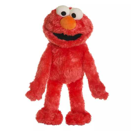 A red Elmo Hand Puppet for kids with a Sesame Street theme, perfect for puppet shows.