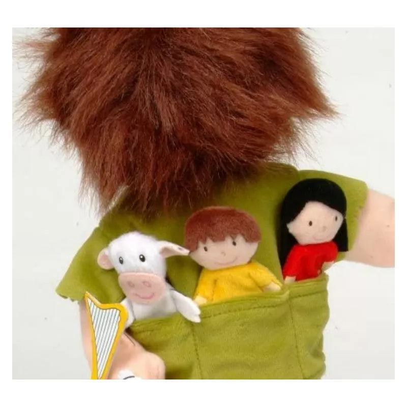 A Jack & The Beanstalk Puppet Set, perfect for a puppet show with two children and a sheep.