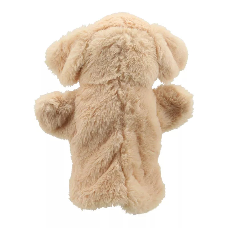 A beige ECO Puppet Buddies Labrador Hand Puppet on a white background.