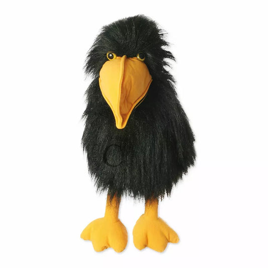 The Puppet Company Large Bird Crow is a black stuffed crow perfect for puppet shows and kids.