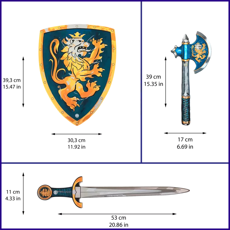 A Liontouch Noble Set Sword, Shield & Axe for kids to enjoy a puppet show with puppets.