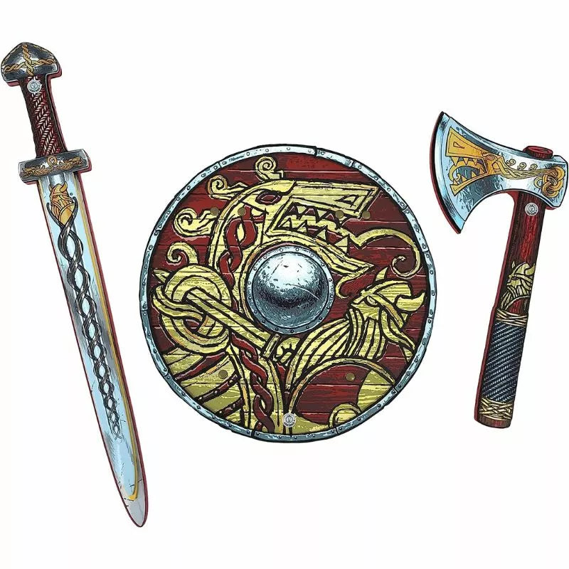 Kids' Liontouch Viking Set for puppet show with sword, shield & axe.