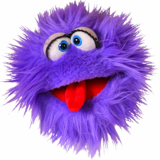 A playful hand puppet with a tongue sticking out, perfect for kids' puppet shows.
