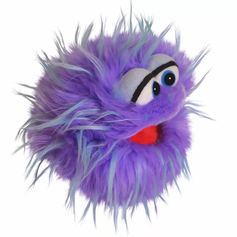 A purple Living Puppets Monster Hand Puppet Tusch with blue eyes.