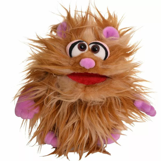 A vibrant Tute Hand puppet with purple eyes, perfect for puppet shows and children.