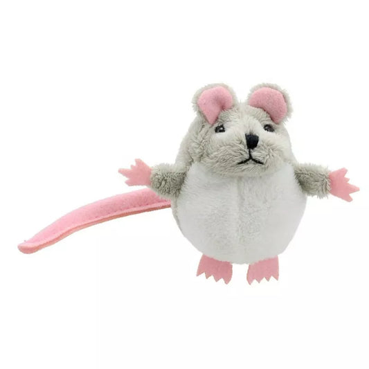 A grey The Puppet Company Mouse finger puppet for kids.