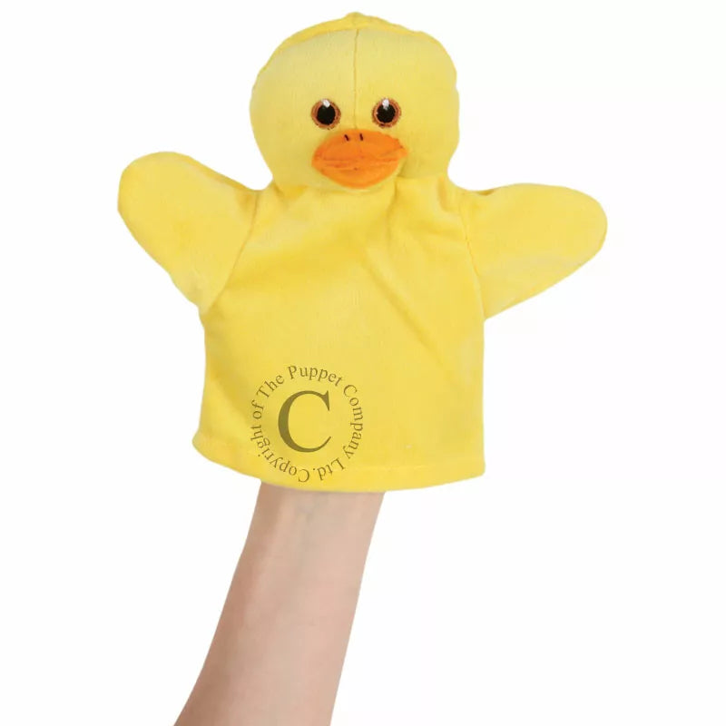 A kids' puppet show featuring The Puppet Company My First Puppet Duck with a letter c on its hand.