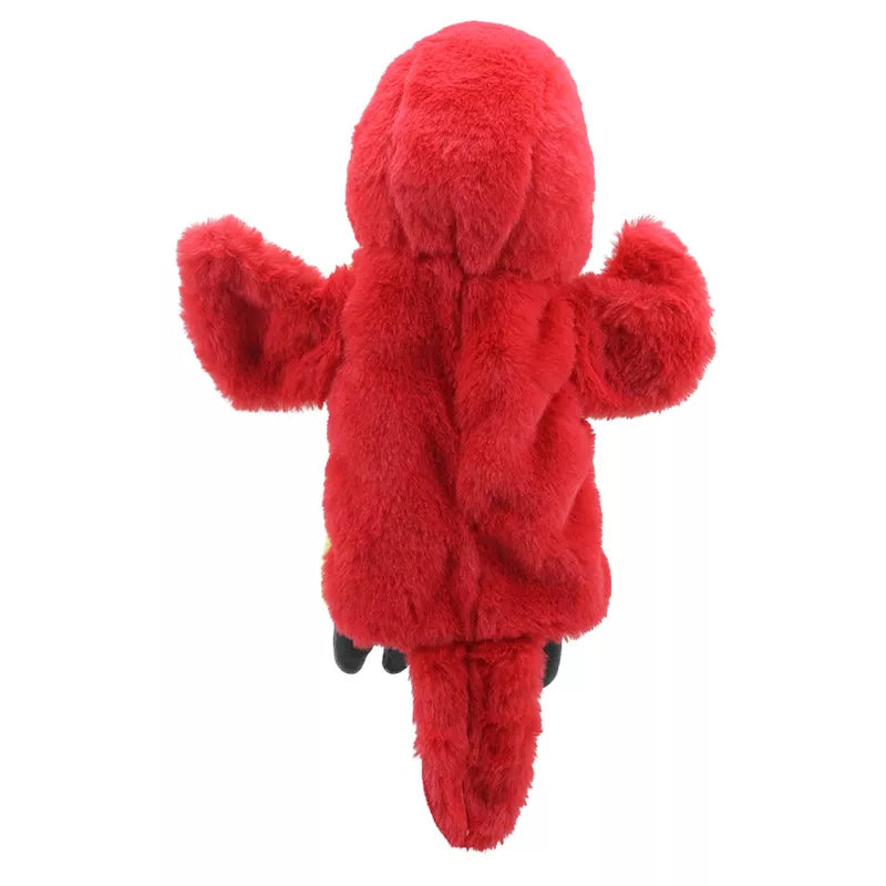 An ECO Puppet Buddies Parrot Hand Puppet is standing up on a white background.