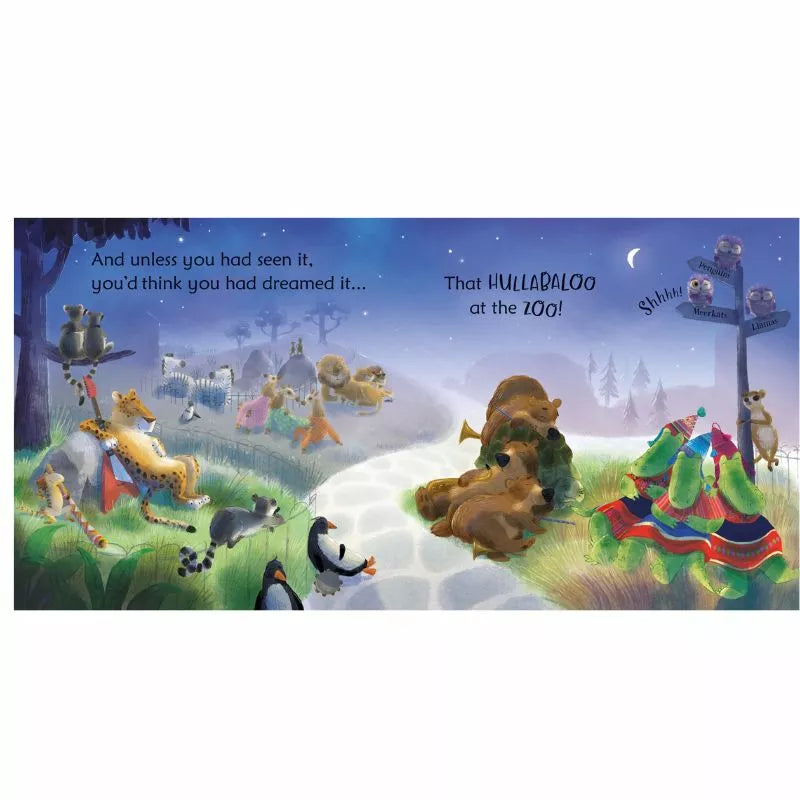 A Usborne Phonics Readers book with a Hullabaloo at the Zoo theme featuring puppet animals.