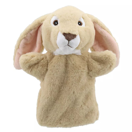 An ECO Puppet Buddies Rabbit Hand Puppet, resembling a rabbit, on a white background.
