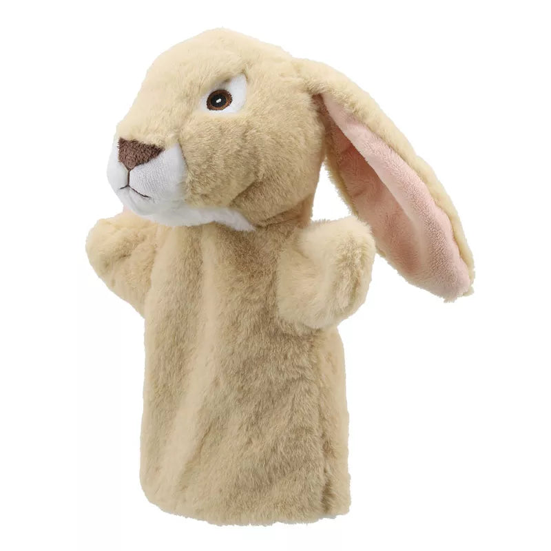 A ECO Puppet Buddies Rabbit Hand Puppet on a white background.