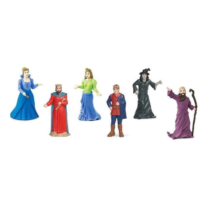 A group of puppet-like TOOBs® figurines dressed up in costumes from days of old put on a show for kids.